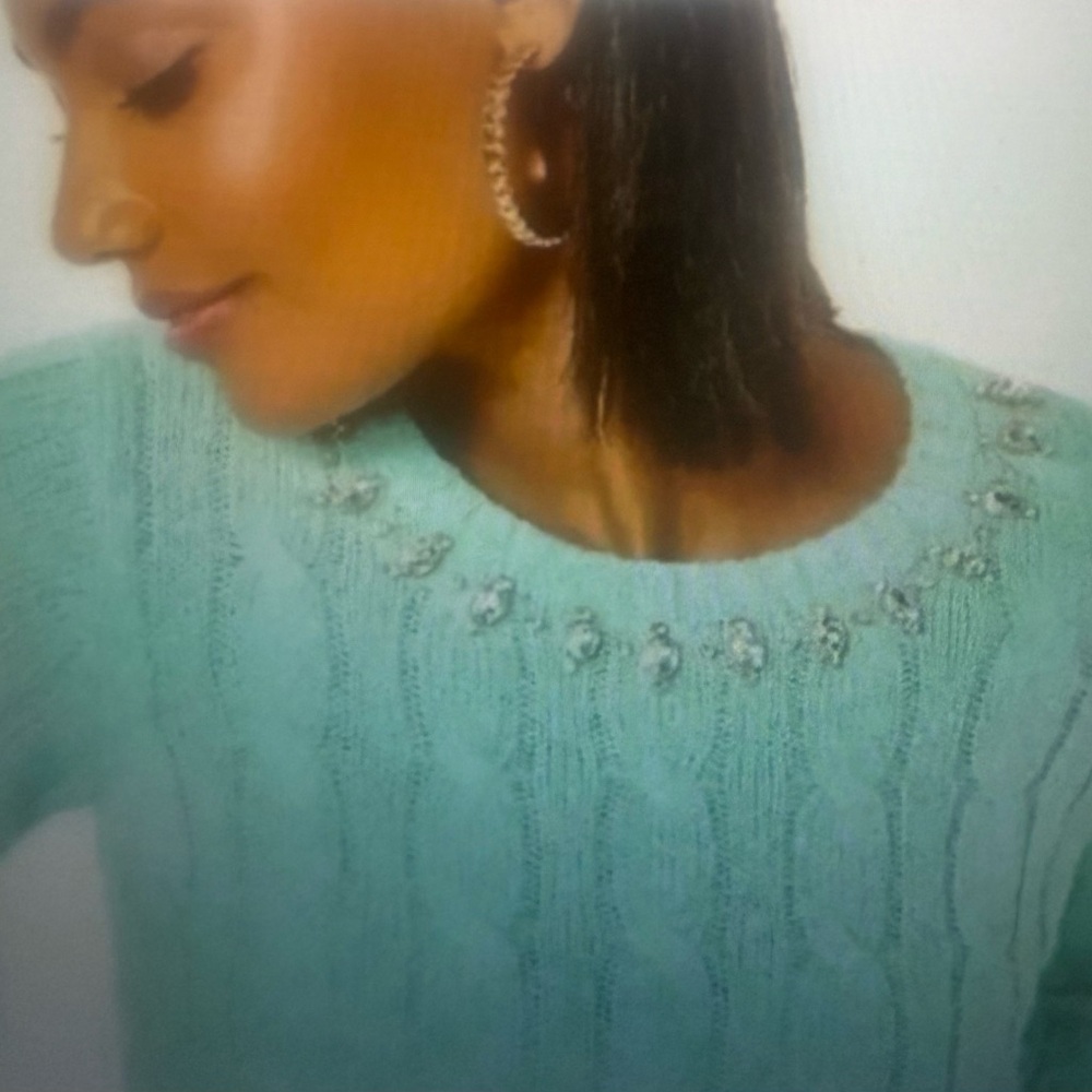 Lilly Pulitzer NWT, Dario  Sweater with Embellished Collar surf blue size medium
